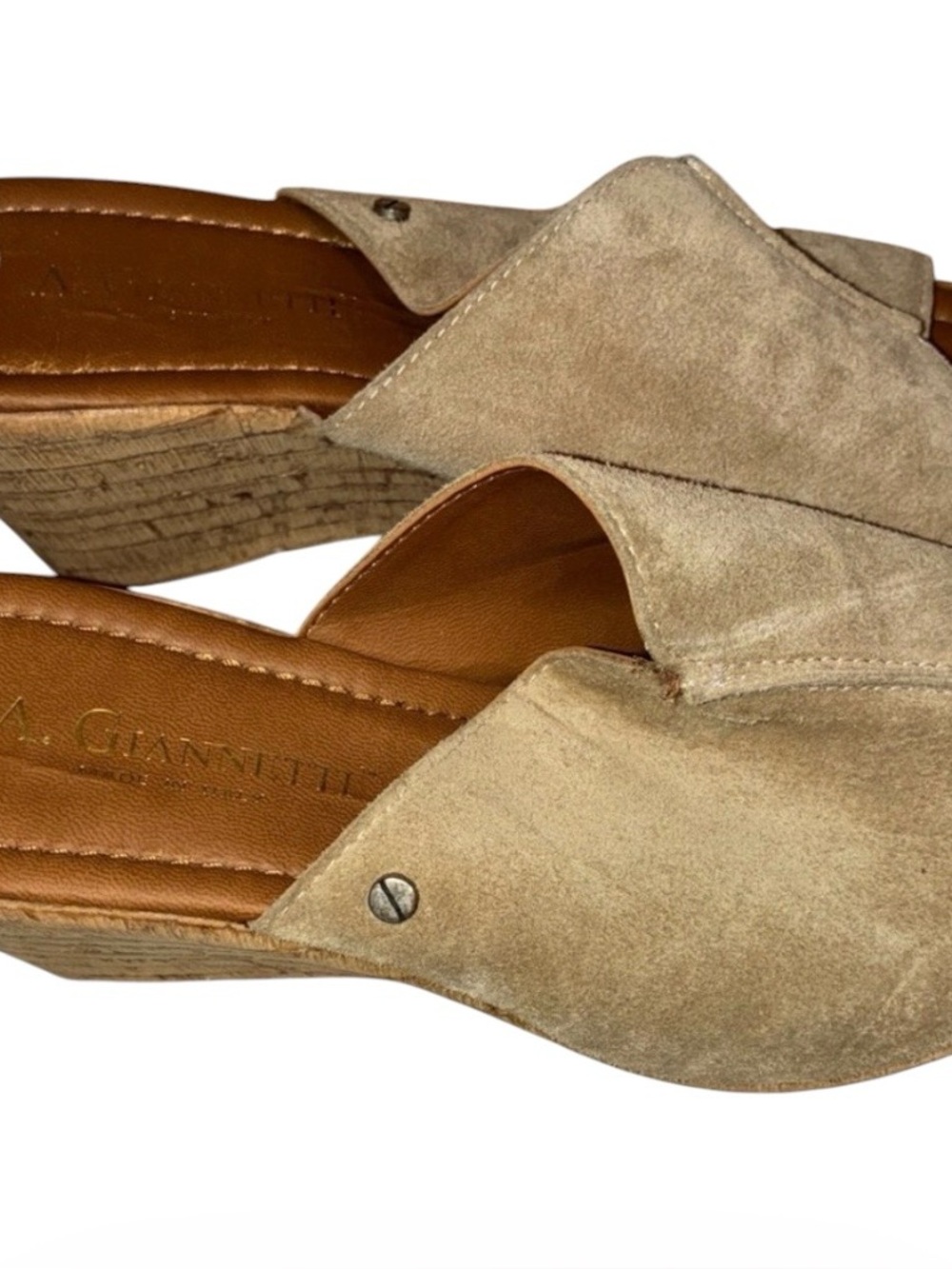 A. Giannetti Women's Tan Wedge Sandals Sz 7